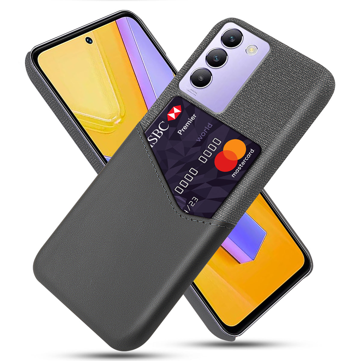 For vivo Y100 5G (Indonesia) / Y200e 5G Case Leather Coated PC Protective Phone Cover with Card Slot For vivo Y100 5G (Indonesia) / Y200e 5G Case Leather Coated PC Protective Phone Cover with Card Slot